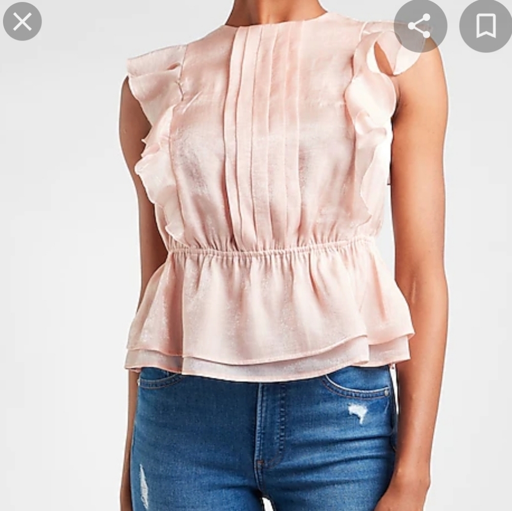 NWT Express Pink Jacquard Pleated Ruffle Peplum Tank XL